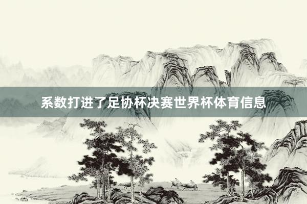 系数打进了足协杯决赛世界杯体育信息