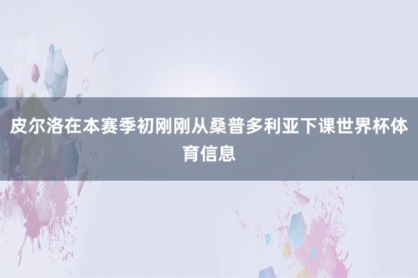 皮尔洛在本赛季初刚刚从桑普多利亚下课世界杯体育信息