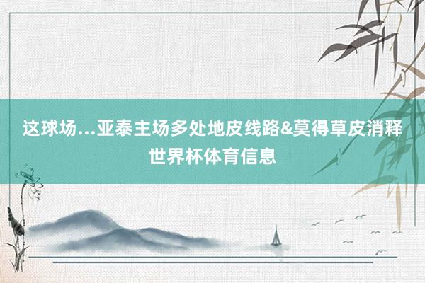 这球场...亚泰主场多处地皮线路&莫得草皮消释世界杯体育信息