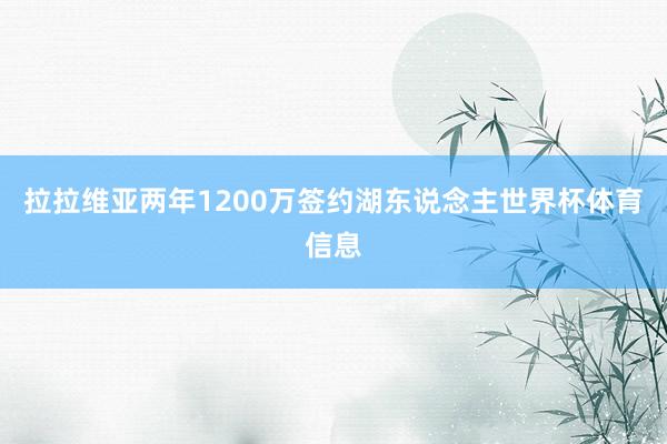 拉拉维亚两年1200万签约湖东说念主世界杯体育信息