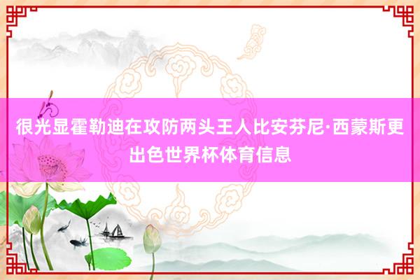 很光显霍勒迪在攻防两头王人比安芬尼·西蒙斯更出色世界杯体育信息