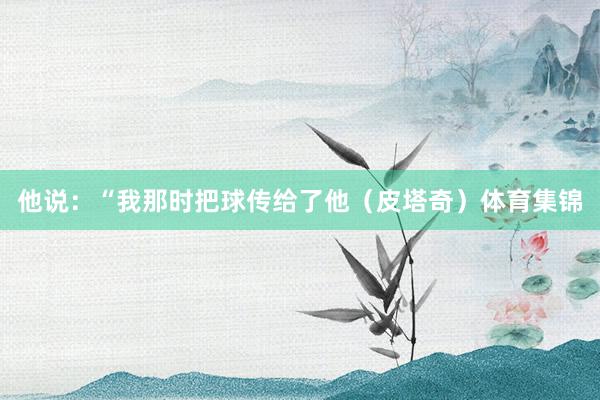 他说：“我那时把球传给了他（皮塔奇）体育集锦