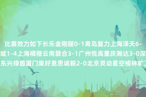 比赛效力如下长乐金刚腿0-1青岛复力上海泽天6-0海南双玉湖州长兴锦城1-4上海橘橙云南爨合3-1广州悦高重庆瀚达3-0深圳兴隽广东蜀地红5-0东兴绿茵厦门集好意思诚毅2-0北京灵动星空榆林旷工旅投6-1天津棣华山西太理毅大1-3大连可为贵州栩烽棠1-0山西翔宇吴川后生2-2湖北后生星（点球大战3-5）    体育录像/图片